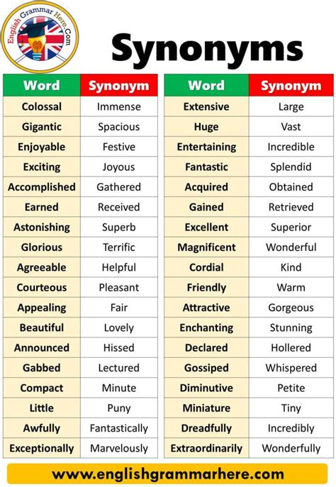 MEGA Synonyms: 123 Similar and Opposite Words .